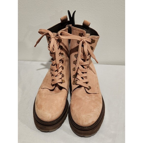 Anthropologie Shane Lace-up Combat Boots Pink Size EU 38/US 8 - Picture 1 of 15